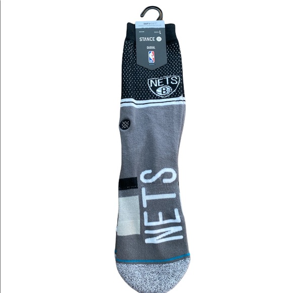 NBA Brooklyn Nets Casual Stance Socks Size Large - Picture 2 of 4